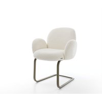 Freischwinger Nube-Flex mit Armlehnen Bouclé Weiß Freischwinger flach Effektfinish Titan Taschenfederkern – Bild 2