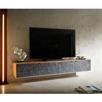 Lowboard Teele 200 cm Akazie Natur Schiefer 4 Türen schwebend