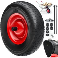 Gardebruk® Schubkarrenrad Schwarz pannensicher PU-Schaum 200kg Kugellager inkl Achse
