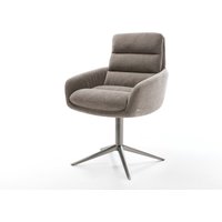 Drehstuhl Abelia-Flex mit Armlehnen Strukturstoff Soft Taupe Fußkreuz Graphit 360 drehbar Wippfunktion