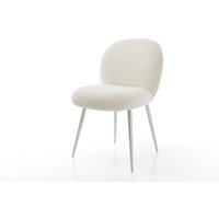 Esszimmerstuhl Nube-Flex Bouclé Weiß 4-Fuß konisch Edelstahl Taschenfederkern