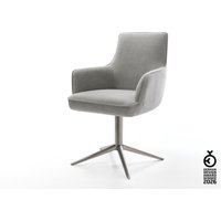 Drehstuhl Heira-Flex mit Armlehnen Strukturstoff Soft Grau Fußkreuz Graphit 360 drehbar Wippfunktion Taschenfederkern