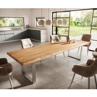 DELIFE Edge Esstisch Akazie Edelstahl