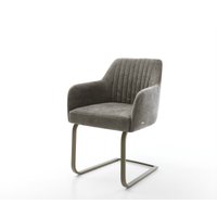 Freischwinger Greg-Flex Bouclé Soft Schlamm Freischwinger flach Effektfinish Titan Taschenfederkern