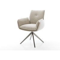 Drehstuhl Nela-Flex Webstoff Soft Beige Kreuzgestell breit Graphit 360 drehbar Wippfunktion
