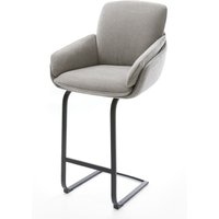 Barstuhl Luan-Flex Strukturstoff Soft Grau Freischwinger Flach Metall Schwarz