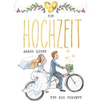 CACTUS Hochzeitskarte, Paar auf Tandem