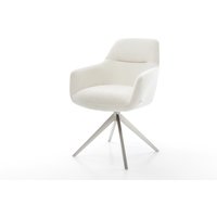 Drehstuhl Pejo-Flex Bouclé Soft Beige Kreuzgestell breit Edelstahl 360 drehbar Wippfunktion Taschenfederkern