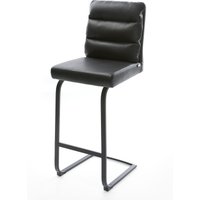 Barstuhl Pela-Flex Echt-Leder Schwarz Freischwinger flach Metall