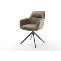 Drehstuhl Pejo-Flex Mikrofaser Taupe Vintage Kreuzgestell breit Effektfinish Titan 360 drehbar Taschenfederkern