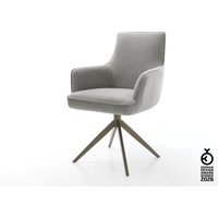 Drehstuhl Heira-Flex mit Armlehnen Strukturstoff Soft Grau Kreuzgestell breit Effektfinish Titan 360 drehbar Wippfunktion Taschenfederkern