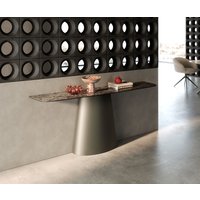 Konsolentisch Edge Boot 180x40 cm Keramik Emperador Extra Lucidato Dunkelbraun Conos Metall Effektfinish Titan