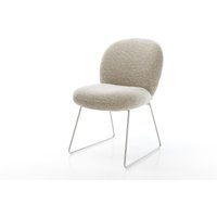 Esszimmerstuhl Nube-Flex Webstoff Soft Beige Kufengestell Edelstahl Taschenfederkern – Bild 2