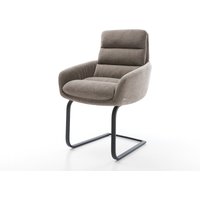 Freischwinger Abelia-Flex mit Armlehnen Strukturstoff Soft Taupe Freischwinger flach Schwarz