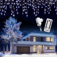monzana Regenlichterkette LED Kaltweiß 20m Fernbedienung – Bild 2