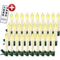monzana Kabellose Weihnachtsbaumkerzen LED 30er-Set Warmweiß mit Timer & Fernbedienung