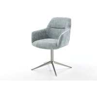 Drehstuhl Pejo-Flex Chenille Pastellblau Fußkreuz Edelstahl 360 drehbar Wippfunktion Taschenfederkern