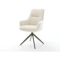 Drehstuhl Zelia-Flex mit Armlehnen Teddystoff Beige Kreuzgestell breit Effektfinish Titan 360 drehbar Wippfunktion Taschenfederkern