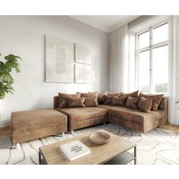 DELIFE Clovis Ecksofa Braun Rechts