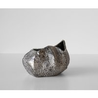 Vase Cratera B29 x T24 x H19 cm Aluminium Platin Handgemacht
