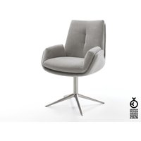 Drehstuhl Clea-Flex Strukturstoff Soft Grau Fußkreuz Edelstahl 360 drehbar Wippfunktion