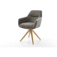 Drehstuhl Pejo-Flex Bouclé Soft Schlamm Holzgestell kantig Natur 360 drehbar Taschenfederkern – Bild 2