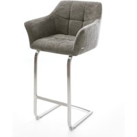 Barstuhl Yulo-Flex Bouclé Soft Schlamm Freischwinger Flach Edelstahl Silberfarben