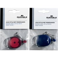 DURABLE Ausweishalter mit Jojo, oval, rot/transparent