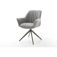 Drehstuhl Keila-Flex mit Armlehnen Strukturstoff Soft Grau Kreuzgestell breit Effektfinish Titan 360 drehbar Wippfunktion