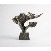 Skulptur Ginkara B60 x T18 x H57 cm Aluminium Verde Antico Handgemacht