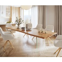 DELIFE Edge Esstisch Akazie Glas
