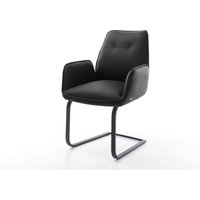 Freischwinger Zoa-Flex Echt-Leder Schwarz Freischwinger flach Schwarz Taschenfederkern – Bild 2