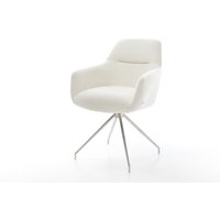 Esszimmerstuhl Pejo-Flex Bouclé Soft Beige Kreuzgestell konisch Edelstahl Taschenfederkern