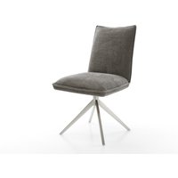 Drehstuhl Lelio-Flex Bouclé Soft Schlamm Kreuzgestell breit Edelstahl 360 drehbar Wippfunktion Taschenfederkern