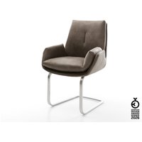 Freischwinger Clea-Flex Mikrofaser Taupe Vintage Freischwinger flach Edelstahl