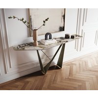 Konsolentisch Edge Polygonal 180x50 cm Keramik Patagonia Poliert Spios Metall Effektfinish Titan