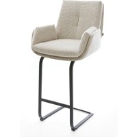 Barstuhl Clea-Flex Webstoff Soft Beige Freischwinger Flach Metall Schwarz