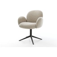 Drehstuhl Nube-Flex mit Armlehnen Webstoff Soft Beige Fußkreuz Schwarz 360 drehbar Wippfunktion Taschenfederkern