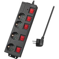LogiLink Steckdosenleiste, 4-fach mit 5 Schaltern, schwarz – Bild 2