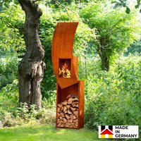 Gartenkamin mit Holzlager SWING - Made in Germany – Bild 2