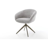 Drehstuhl Vinka-Flex mit Armlehnen Cord Silbergrau Kreuzgestell breit Effektfinish Titan 360 drehbar Taschenfederkern