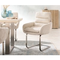 Freischwinger Abelia-Flex mit Armlehnen Cord Beige Freischwinger flach Edelstahl
