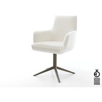 Drehstuhl Heira-Flex mit Armlehnen Bouclé Soft Beige Fußkreuz Effektfinish Titan 360 drehbar Wippfunktion Taschenfederkern