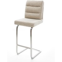 Barstuhl Pela-Flex Webstoff Soft Beige Freischwinger Flach Edelstahl Silberfarben – Bild 2