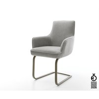 Freischwinger Heira-Flex mit Armlehnen Strukturstoff Soft Grau Freischwinger flach Effektfinish Titan Taschenfederkern