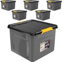 monzana Aufbewahrungsbox 6er-Set Grau/Anthrazit 39x39x26cm stapelbar