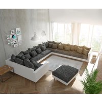 DELIFE Clovis XXL Ecksofa Schwarz Weiß