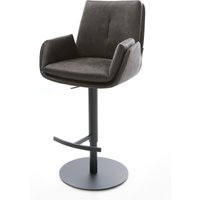 Barstuhl Clea-Flex Mikrofaser Anthrazit Vintage Drehfuß höhenverstellbar Metall Schwarz