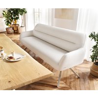 Esszimmerbank Taya-Flex 200 cm Bouclé Creme-Weiß Kreuzgestell kantig Edelstahl Taschenfederkern – Bild 2