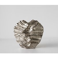 Vase Nerina B47 x T18 x H42 cm Aluminium Platin Handgemacht – Bild 2